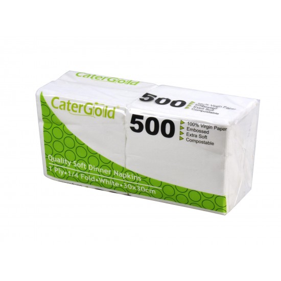 Ply Soft Napkins 30 x 30cm White Serviettes Tissue 500Pk image