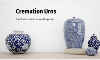 Cremation memorial urns, keepsake and caskets for adult human ashes and cat & dog figurines for pets dignity ashes