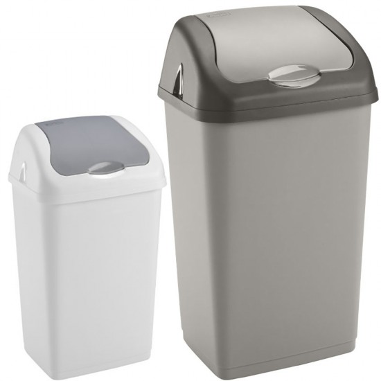 35L Litres Waste Bin Kitchen Swing Top Plastic White Home Office Rubbish Dustbins Heavy Duty Bins & Buckets image