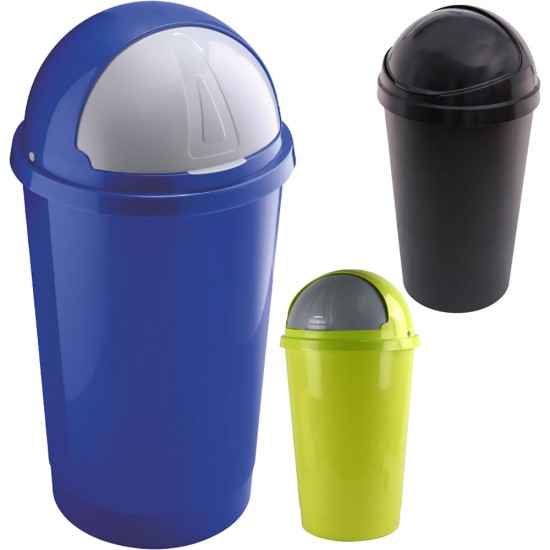 50L Litre Kitchen Waste Rubbish Bin Plastic Roller Bullet Top Lid Garbage Dustbin image