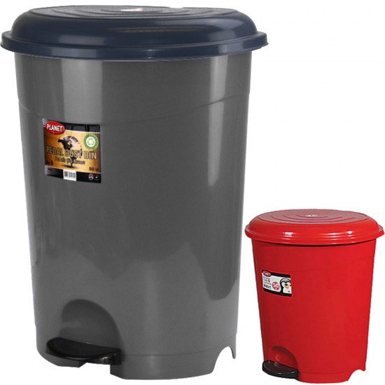 50L Litre Kitchen Pedal Waste Bin Plastic Red For Home Rubbish Bins Bullet Bin Dustbin Bins & Buckets image