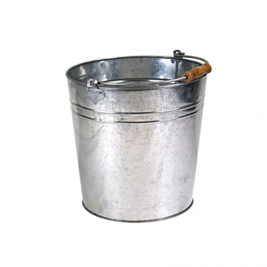 12L Litre Galvanized Metal Bucket with Strong Steel Handle For Traditional Coal Wood Bucket Silver Bins & Buckets image