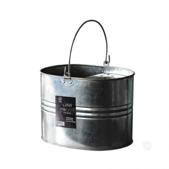 15L Litre Mop Bucket Galvanised Metal Heavy Duty Cleaning Home Basket Strong Handle image