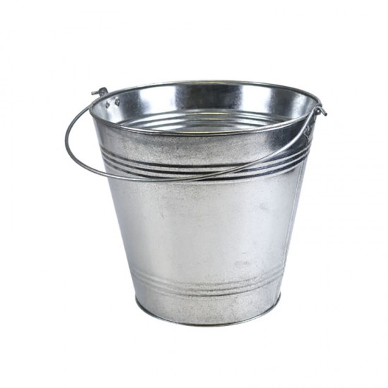 15L LARGE TRADITIONAL GALVANISED STRONG STEEL METAL BUCKET WITH WOODEN  HANDLE