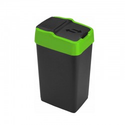 Plastic Swing Bin 18 Litre Recycle Kitchen Rubbish Refuse Bin Waste Dustbin With Green Lid Home Office