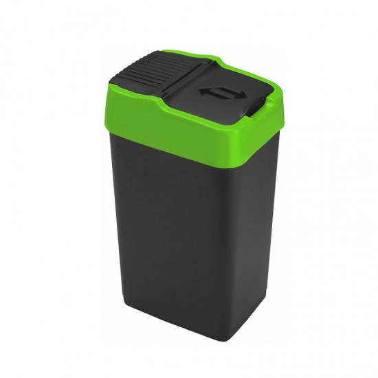 18L Litre Plastic Swing Recycle Kitchen Rubbish Refuse Bin Waste Dustbin With Green Lid Home Office Bins & Buckets image