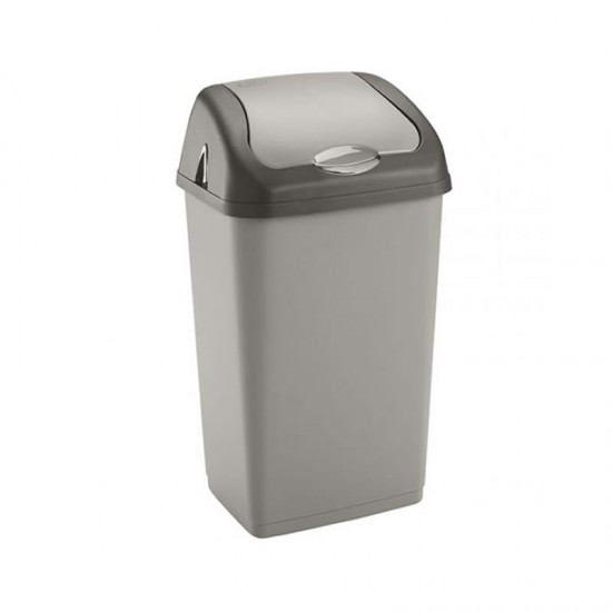 18L Litres Waste Bin Kitchen Swing Top Plastic Grey Talpa Home Office Rubbish Dustbins Heavy Duty Bins & Buckets image