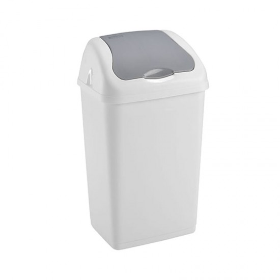 18L Litres Waste Bin Kitchen Swing Top Plastic White Home Office Rubbish Dustbins Heavy Duty image