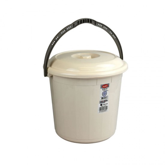 20L Litres Large Plastic Bucket Storage Bucket Bin with Lid Handle Cream for Home Garden Rubbish Waste Container Tub Bins & Buckets image