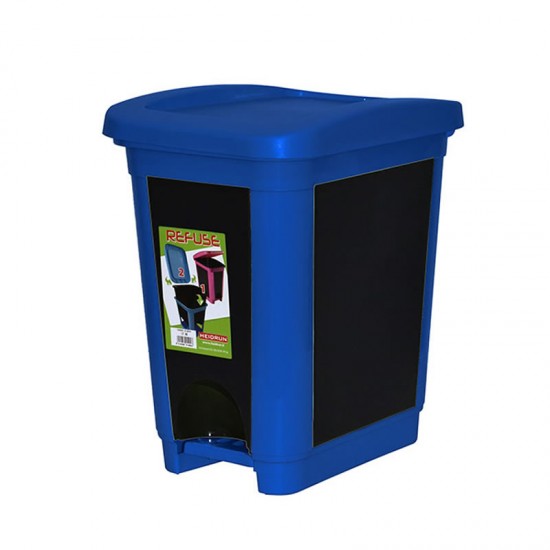 30L Litre Plastic Pedal Waste Bin Kitchen Recycle Rubbish Bins Office Home Bathroom Blue/Black image