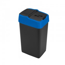 Plastic Swing Bin Recycle Kitchen Rubbish Refuse Bin 35 Litres Waste Dustbin With Blue Lid Home Office