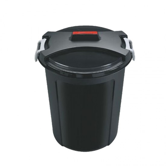 46L Litre Plastic Garden Waste Bin Locking Lid Black For Home Kitchen Rubbish Dustbin Heavy Duty image