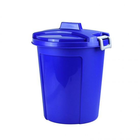 46L Litre Plastic Garden Waste Bin Locking Lid Blue For Home Kitchen Rubbish Dustbin Heavy Duty Bins & Buckets image