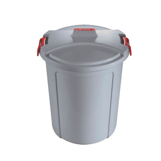 46L Litre Plastic Garden Waste Bin Locking Lid Grey For Home Kitchen Rubbish Dustbin Heavy Duty Bins & Buckets image