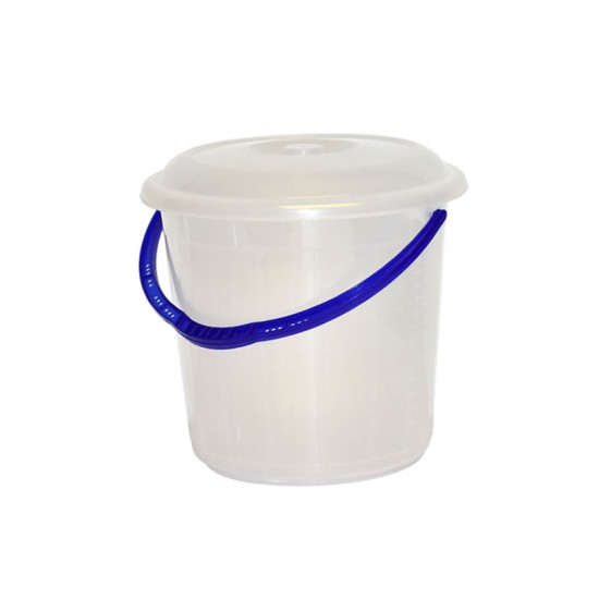 5L Litres Small Plastic Bucket Storage Bucket Bin with Lid Handle Clear for Home Garden Rubbish Waste Container Tub image