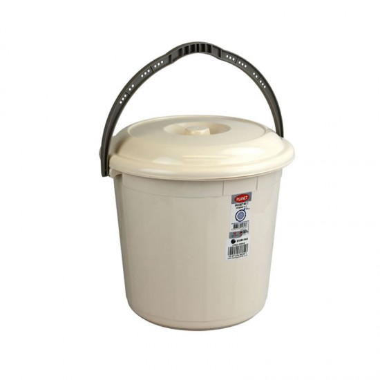 5L Litres Small Plastic Bucket Storage Bucket Bin with Lid Handle Cream for Home Garden Rubbish Waste Container Tub Bins & Buckets image