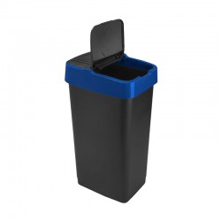 60L Plastic Swing Bin Recycle Kitchen Rubbish Refuse Bin Waste Dustbin With Blue Lid Home Office