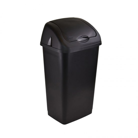 60L Litres Waste Bin Kitchen Swing Top Plastic Black Home Office Rubbish Dustbins Heavy Duty Bins & Buckets image