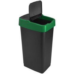 60L Plastic Swing Bin Recycle Kitchen Rubbish Refuse Bin Waste Dustbin With Green Lid Home Office