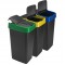 3x 60L Plastic Indoor Recycling Bin with Double Swing Lid Top Colour Coded