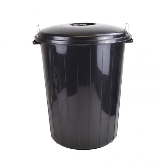 Large Garden Rubbish Waste Bin Locking Lid 50L Litre Black Kitchen Dustbin Home Heavy Duty Bins & Buckets image