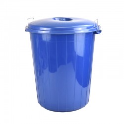 Large Lock Bin Garden Rubbish Waste Bin Locking Lid 50L Litre Blue Kitchen Dustbin Home Heavy Duty
