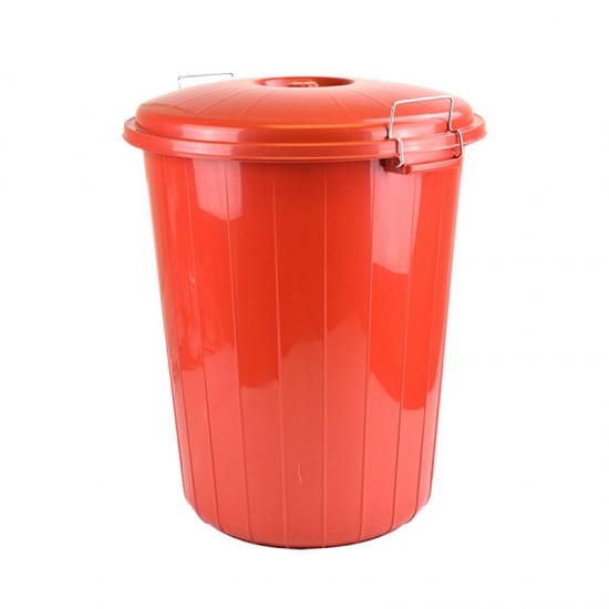 Large Garden Rubbish Waste Bin Locking Lid 50L Litre Red Kitchen Dustbin Home Heavy Duty image