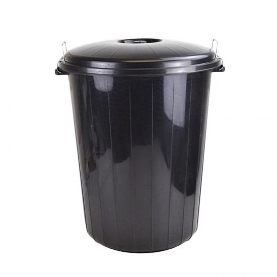 Large Garden Rubbish Waste Bin Locking Lid 70L Litre Black Kitchen Dustbin Home Heavy Duty Bins & Buckets image