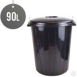 Large Lock Bin Garden Rubbish Waste Bin Locking Lid 90L Litre Black Kitchen Dustbin Home Heavy Duty