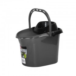 Plastic Mop Bucket With Wheels 15 Litre Grey
