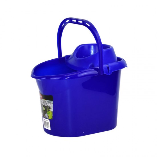 Plastic Mop Bucket With Wheels 15L Blue image