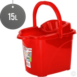 Plastic Mop Bucket With Wheels 15L Red