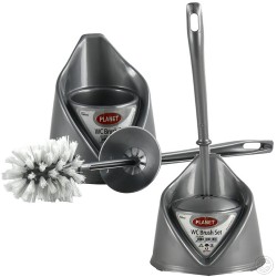 Toilet Brush Set With Hand Guard Grey