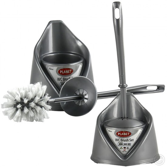 Toilet Brush Set With Hand Guard Grey Cleaning Products image