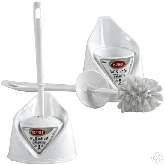 Toilet Brush Set With Hand Guard White Cleaning Products image