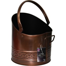 Heavy Duty Mini Metal Fireplace Round Coal Scuttle Bucket Hod (Copper)