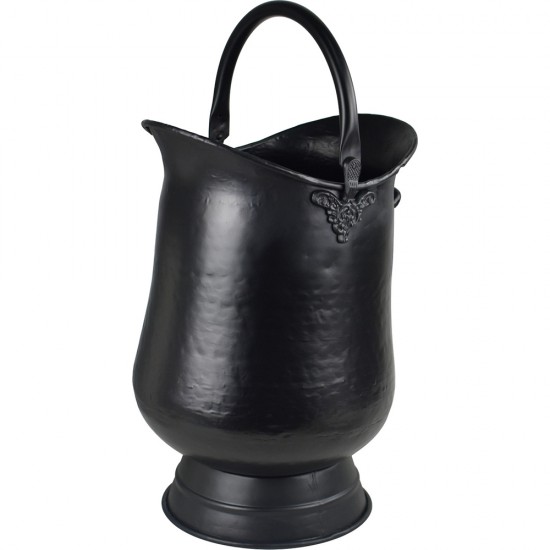 Elongated Tall Coal Scuttle Hod Bucket Antique Style with Casted Handles image