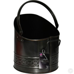 Heavy Duty Mini Metal Fireplace Round Coal Scuttle Bucket Hod (Pewter)