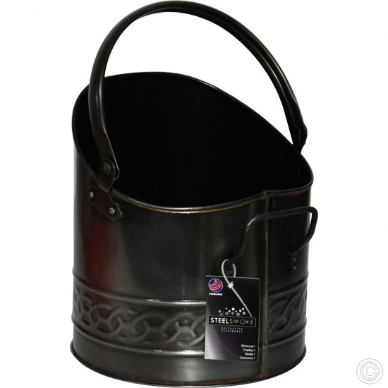 Galv Mini Coal Bucket Pewter Finish 22 x 23 x 27cm Scuttles image