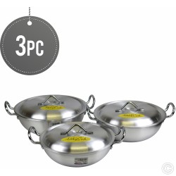 Klassic Aluminium Round Wok Karahi Set 22,24,26 cm