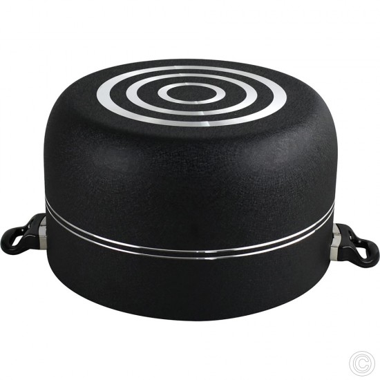 2Pcs Large Non-Stick Casserole Set Stockpot Set (30 & 32cm, Black) Aluminium Granite Coating Cookware Pots Cooking Stockpot Non Stick Cookware image