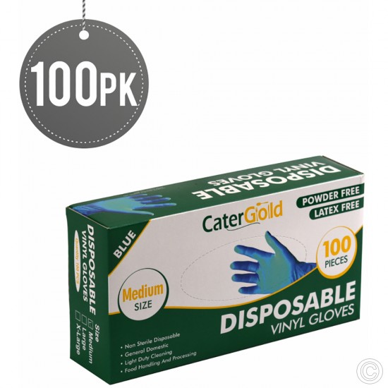 Disposable Vinyl Gloves 100pack M Blue image