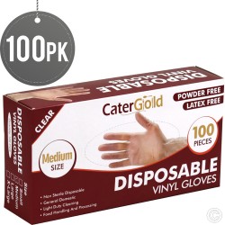 Disposable Vinyl Gloves Medium Size Heavy Duty  Non Sterile Powder Free Latex Free Rubber 100 Count Box Clear