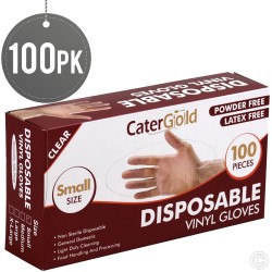 Disposable Vinyl Gloves Small Size Heavy Duty  Non Sterile Powder Free Latex Free Rubber 100 Count Box Clear