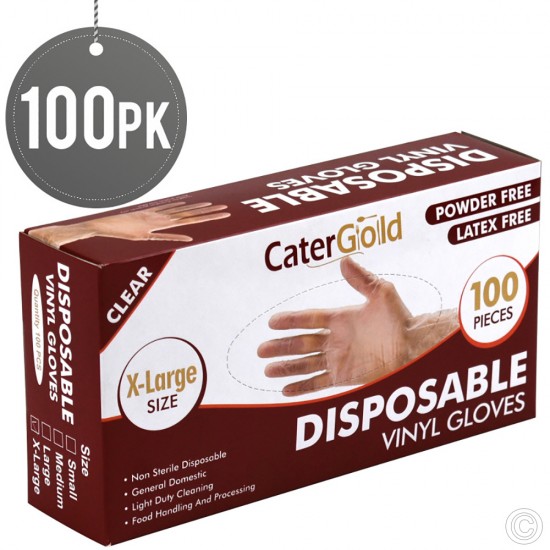 Disposable Vinyl Gloves XL Large Size Heavy Duty Non Sterile Powder Free Latex Free Rubber 100 Count Box Clear Disposable PPE image
