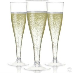 120ml Plastic Disposable Champagne Glasses Flutes Party Tableware Set (Pack of 24)