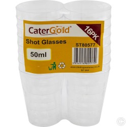 50ml Shot Glasses Plastic Clear Pack of 16 Hard Plastic Reusable Party Cups BPA Free