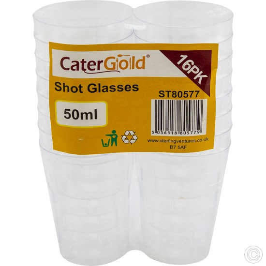 50ml Shot Glasses Plastic Clear Pack of 16 Hard Plastic Reusable Party Cups BPA Free Plastic Disposable image