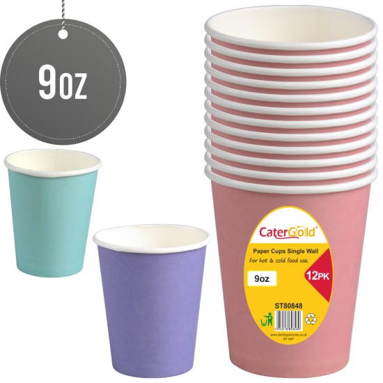 Colour Paper Cup 9oz 12pk Paper Disposable image