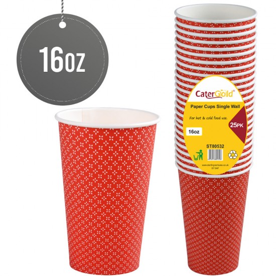 Single Walled Paper Cups 16oz 25pk Paper Disposable image